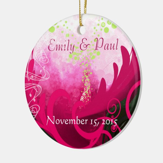 Fuchsia Calla Lily met kerst Keramisch Ornament (Links)