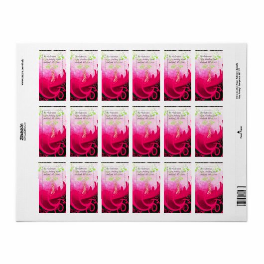 Fuchsia Calla Lily Return-adreslabels Etiket (Full Sheet)