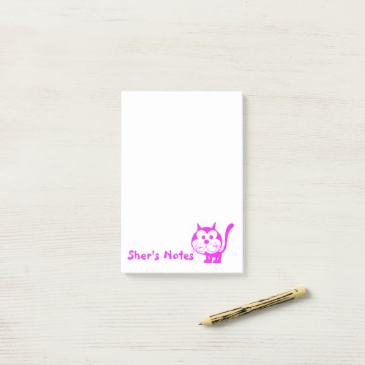 Fuchsia Cat post-it notes (Op bureau)