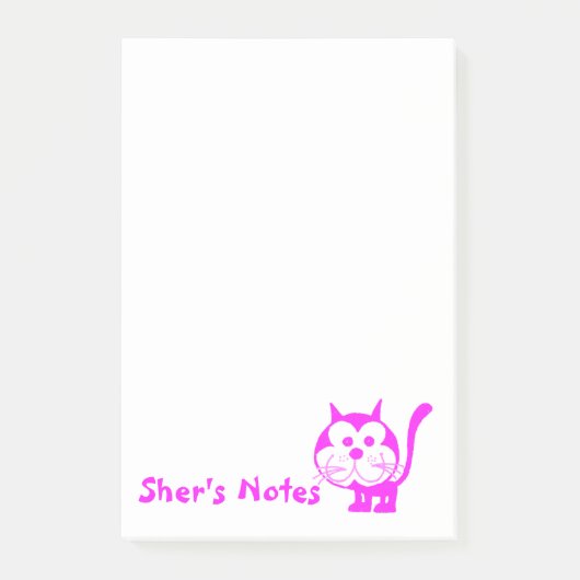 Fuchsia Cat post-it notes (Voorkant)