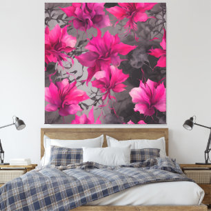 Fuchsia & Charcoal Veld AI-kunst Canvas Afdruk