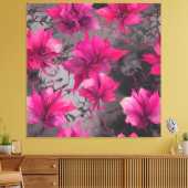 Fuchsia & Charcoal Veld AI-kunst Canvas Afdruk (Insitu (Woonkamer))