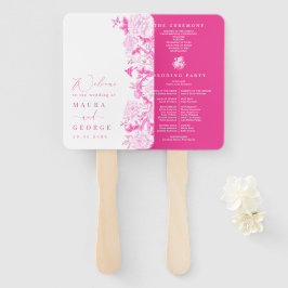 Fuchsia Chinoiserie Floral Garden Trouwprogramma Handwaaier