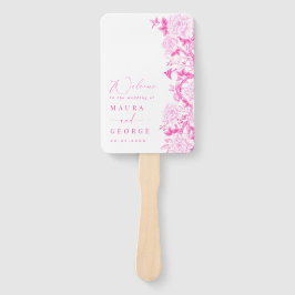 Fuchsia Chinoiserie Floral Garden Trouwprogramma Handwaaier