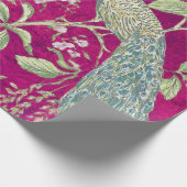 Fuchsia Chinoiserie pauw bloemendecoupage Cadeaupapier (Hoek)