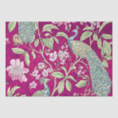 Fuchsia Chinoiserie pauw bloemendecoupage Tissuepapier (Voorkant)