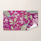 Fuchsia Chinoiserie pauwenbloem Bad Handdoek (Handdoek)