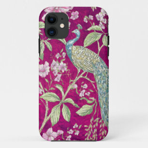 Fuchsia Chinoiserie pauwenbloem Case-Mate iPhone Case