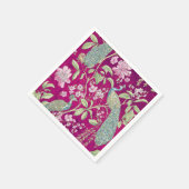 Fuchsia Chinoiserie pauwenbloem Servet (Hoek)