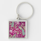 Fuchsia Chinoiserie pauwenbloem Sleutelhanger (Voorkant)