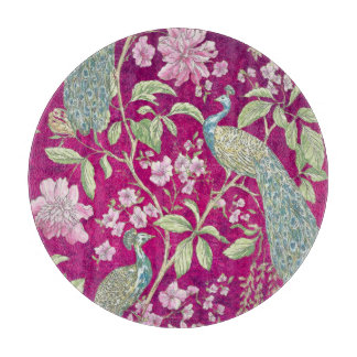 Fuchsia Chinoiserie pauwenbloem Snijplank