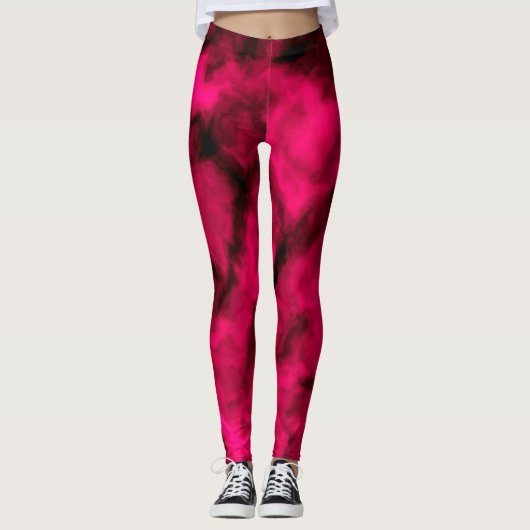 Fuchsia Clouds Abstract Leggings (Voorkant)