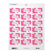 Fuchsia Coral Flowers Grijs Stippen Adreslabel Etiket (Full Sheet)