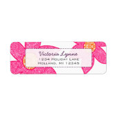 Fuchsia Coral Flowers Paarse Stippen Adres label (Voorkant)
