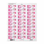 Fuchsia Coral Flowers Paarse Stippen Adres label (Full Sheet)