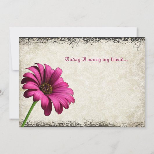 Fuchsia Coral Sinaasappel Gerber Daisy Wedding Inv Kaart (Achterkant)