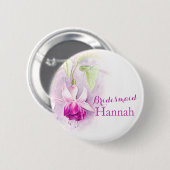 Fuchsia custom bridesmaid round badge button (Voorkant /achterkant)