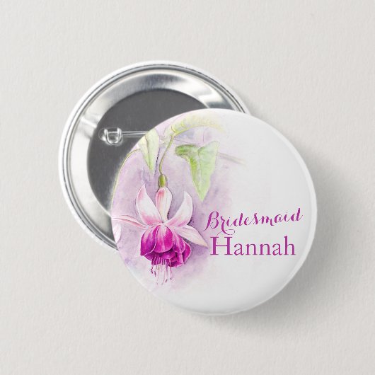 Fuchsia custom bridesmaid round badge button (Voorkant /achterkant)