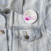 Fuchsia custom bridesmaid round badge button (In situ)