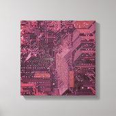 Fuchsia Cyber Circuit Board Tech Art Electronics Canvas Afdruk (Voorkant)