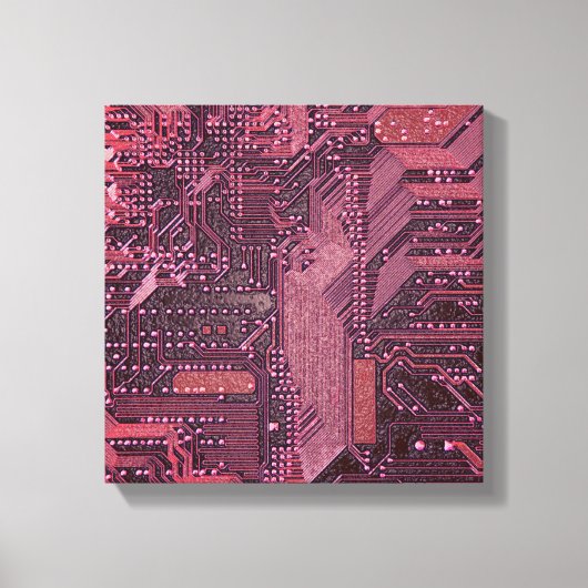 Fuchsia Cyber Circuit Board Tech Art Electronics Canvas Afdruk (Voorkant)