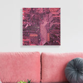 Fuchsia Cyber Circuit Board Tech Art Electronics Canvas Afdruk (Insitu (Woonkamer))