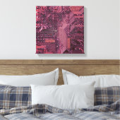 Fuchsia Cyber Circuit Board Tech Art Electronics Canvas Afdruk (Insitu (Slaapkamer))