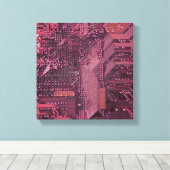 Fuchsia Cyber Circuit Board Tech Art Electronics Canvas Afdruk (Insitu (Houten vloer))