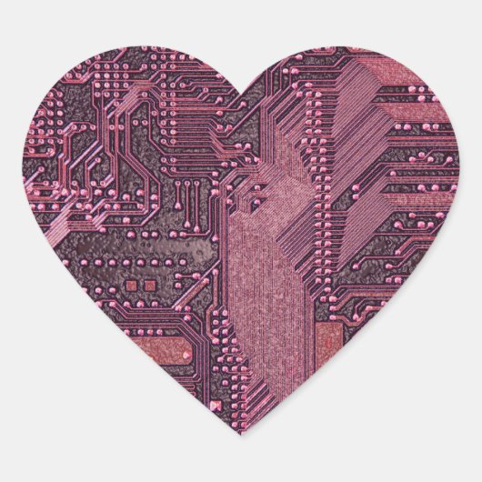 Fuchsia Cyber Circuit Board Tech Art Electronics Hart Sticker (Voorkant)