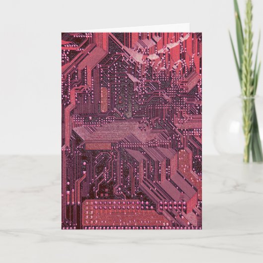 Fuchsia Cyber Circuit Board Tech Art Electronics Kaart (Voorkant)