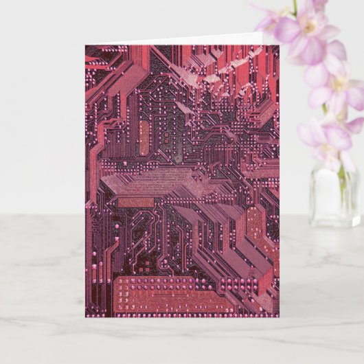 Fuchsia Cyber Circuit Board Tech Art Electronics Kaart (Orchidee)