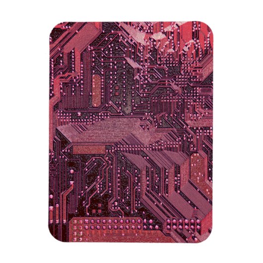 Fuchsia Cyber Circuit Board Tech Art Electronics Magneet (Verticaal)