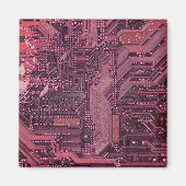Fuchsia Cyber Circuit Board Tech Art Electronics Magneet (Voorkant)