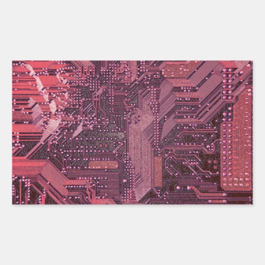 Fuchsia Cyber Circuit Board Tech Art Electronics Rechthoekige Sticker (Voorkant)