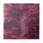 Fuchsia Cyber Circuit Board Tech Art Electronics Tegeltje (Voorkant)