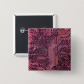 Fuchsia Cyber Circuit Board Tech Art Electronics Vierkante Button 5,1 Cm (Voorkant /achterkant)