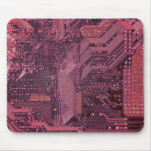 Fuchsia Cyber Circuit Board Tech Electronics Muismat