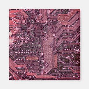 Fuchsia Cyber Circuit Board Tech Kunst Elektronica Magneet