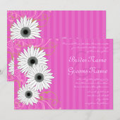 Fuchsia Daisy Wedding Invitation Kaart (Voorkant / Achterkant)