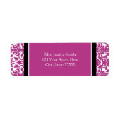 Fuchsia Damask Aangepaste retour adreslabels Etiket (Voorkant)
