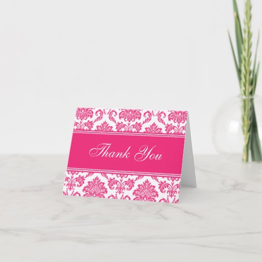 Fuchsia Damask Bedankkaartjes Bedankkaart (Voorkant)