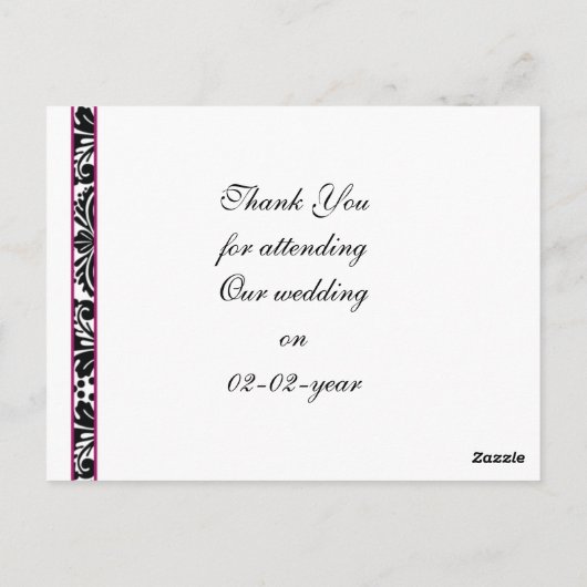 fuchsia damask DankU Kaarten (Achterkant)