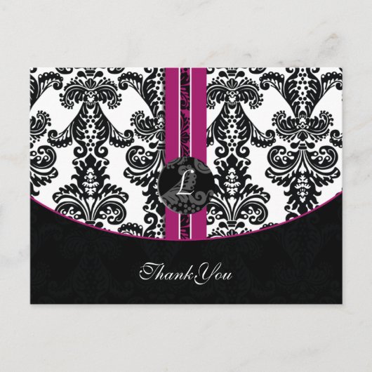 fuchsia damask DankU Kaarten (Voorkant)