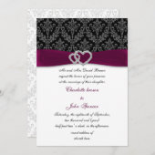 Fuchsia damask FAUX ribbon diamante Weddenschap Kaart (Voorkant / Achterkant)