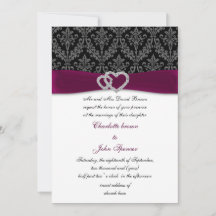 Fuchsia damask FAUX ribbon diamante Weddenschap