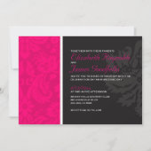 Fuchsia Damask Wedding Invitations Kaart (Voorkant)