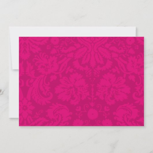 Fuchsia Damask Wedding Invitations Kaart (Achterkant)