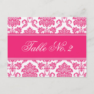Fuchsia Damask Weduwingnummer Briefkaart
