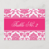 Fuchsia Damask Weduwingnummer Briefkaart (Voorkant)