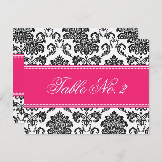 Fuchsia Damask Weduwingnummer Briefkaart (Voorkant / Achterkant)